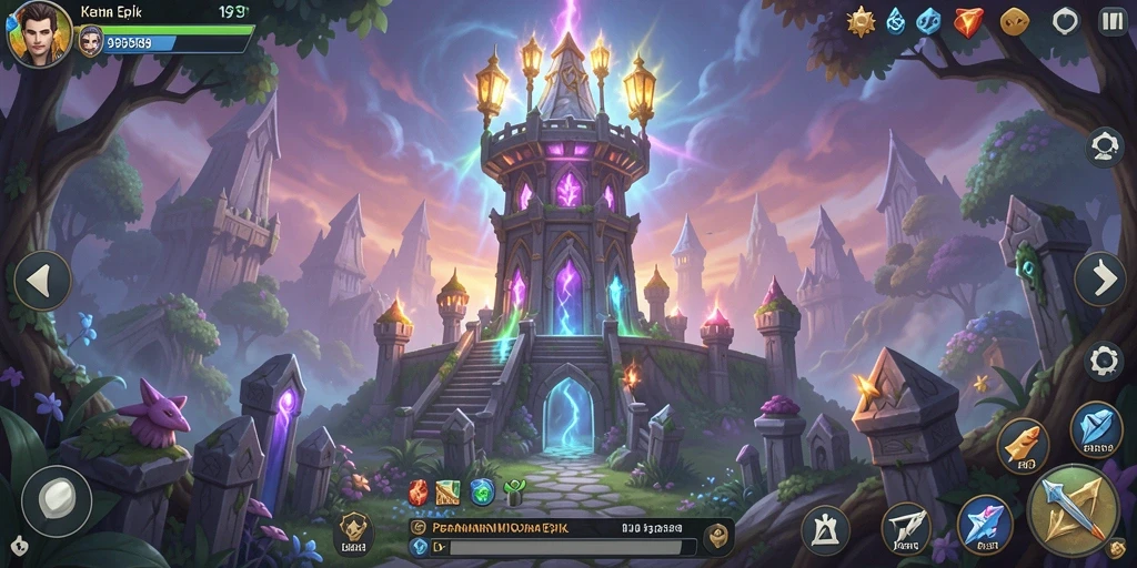 Tampilan gameplay menara pertahanan yang epik dan seru.