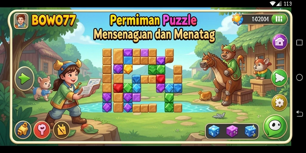Tampilan gameplay BOWO77 dengan level Puzzle yang menarik.