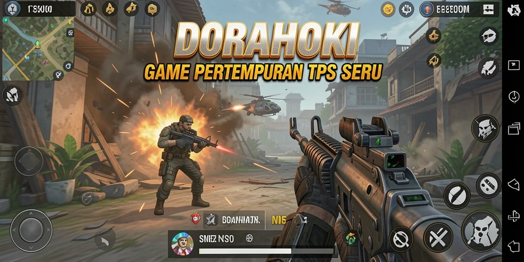 Tampilan gameplay DORAHOKI yang menegangkan saat bertempur.
