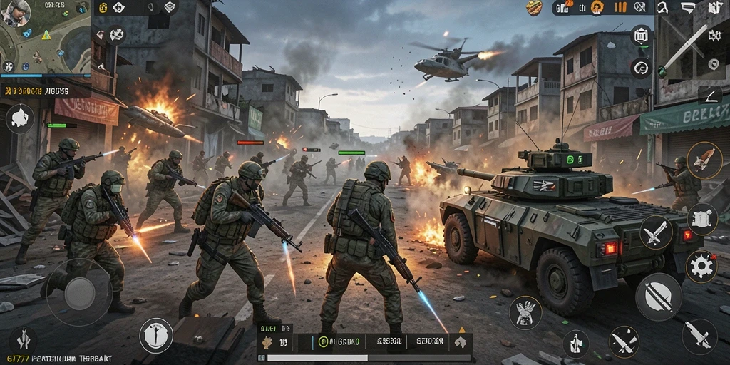 Screenshot gameplay GT777 menampilkan aksi pertempuran yang seru.