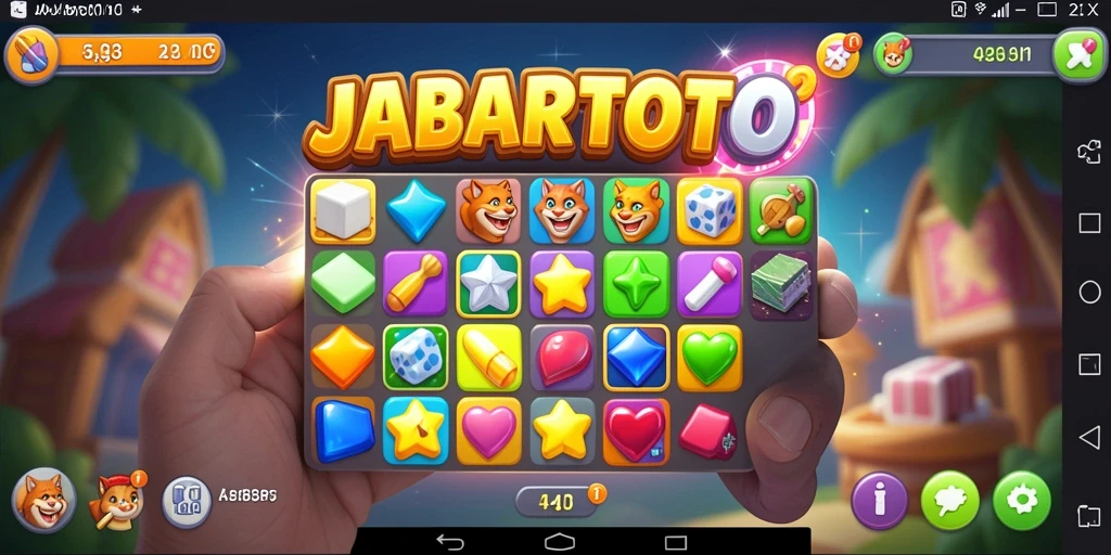 Tampilan gameplay JABARTOTO yang memikat dengan elemen Match-3.
