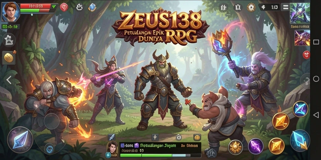 Screenshot utama dari gameplay ZEUS138 yang menampilkan aksi epik dan pertarungan seru.